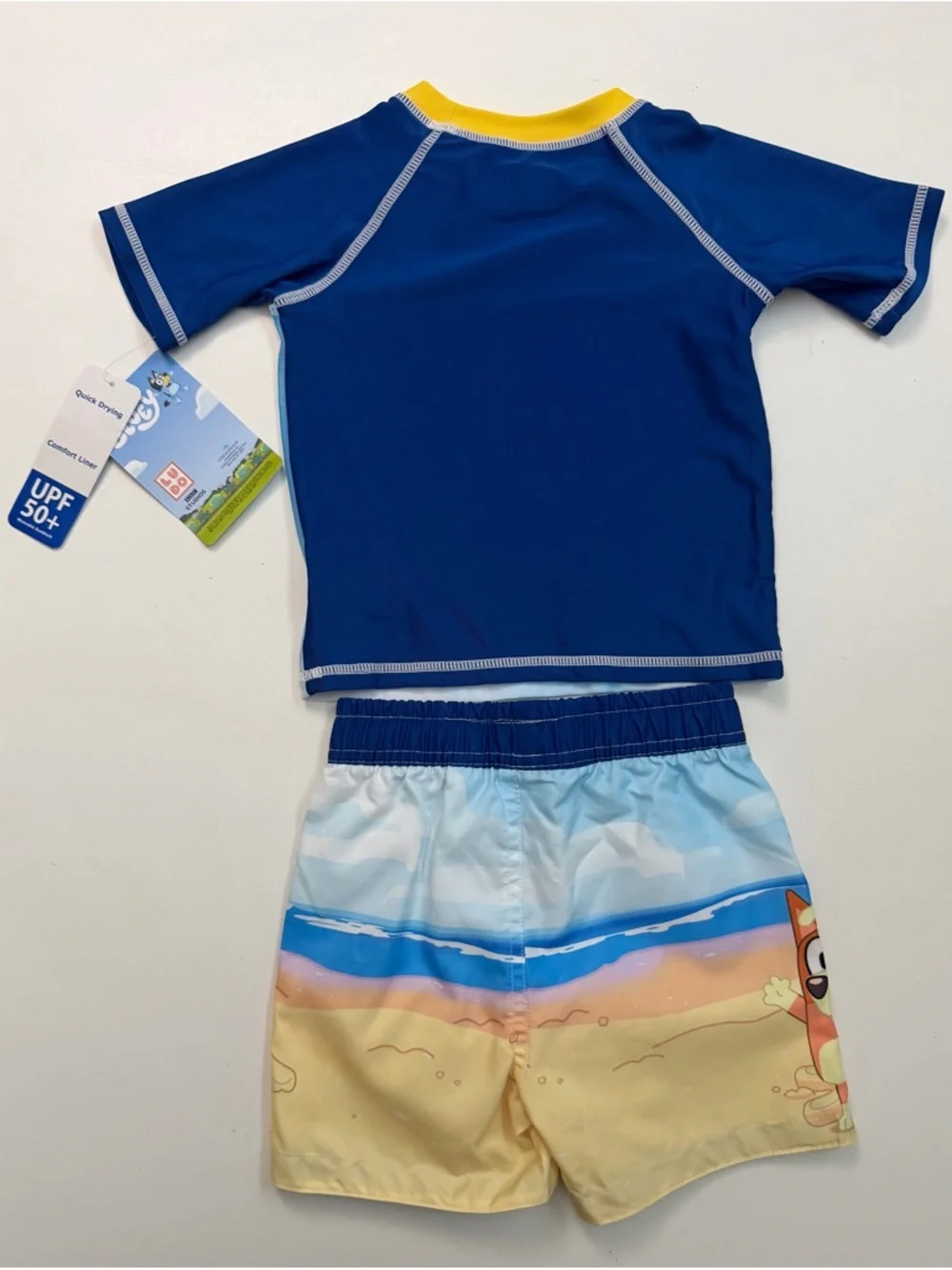 Bluey Rash Guard Swim Shorts Top 50+ UPF Travel Beach Pool Set 2 Kids 18 Month